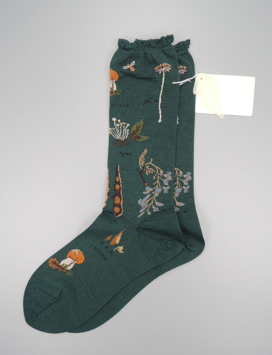 Antipast<p>botanical XIV <p>wool crew sock<p>green