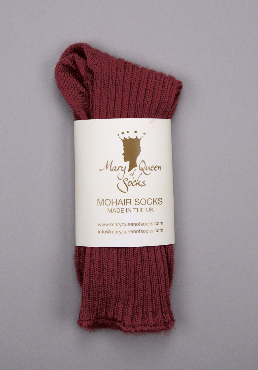 Mary Queen of Socks<p>Sussex loose top<p>mohair crew socks<p>wine