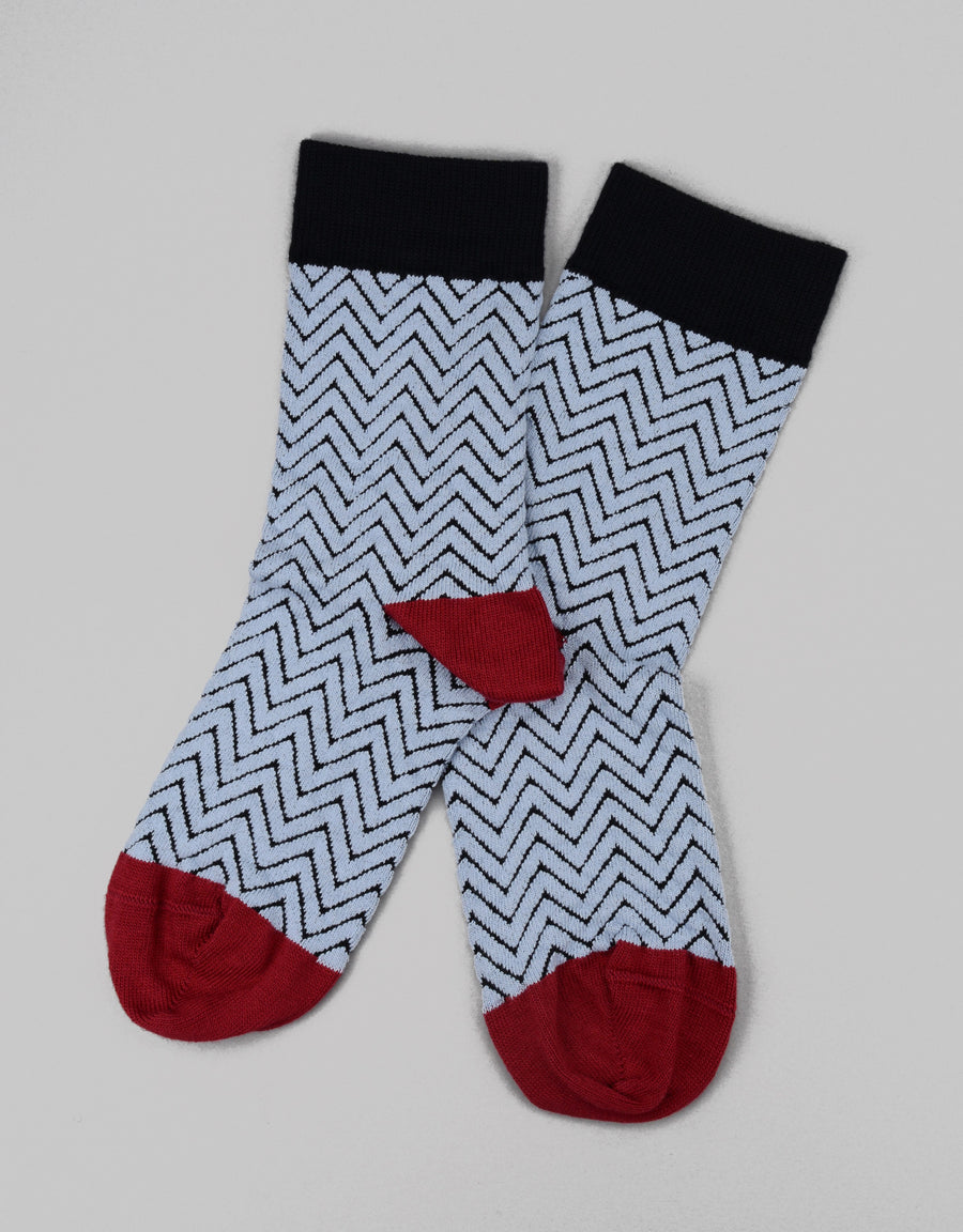 Peper Harow<p>zigzag<p>cotton ankle socks<p>black