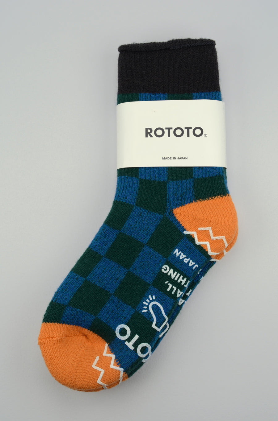 ROTOTO<p>pile room checkerboard<p>mix fabric room socks<p>blue/green