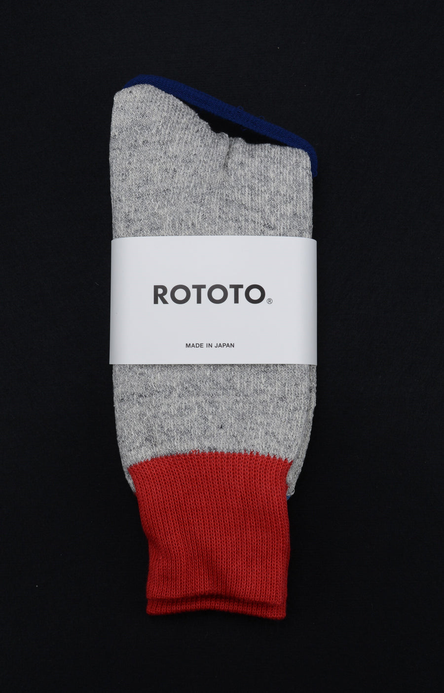 ROTOTO<p> double face crew socks<p> silk + cotton<p> light grey/red