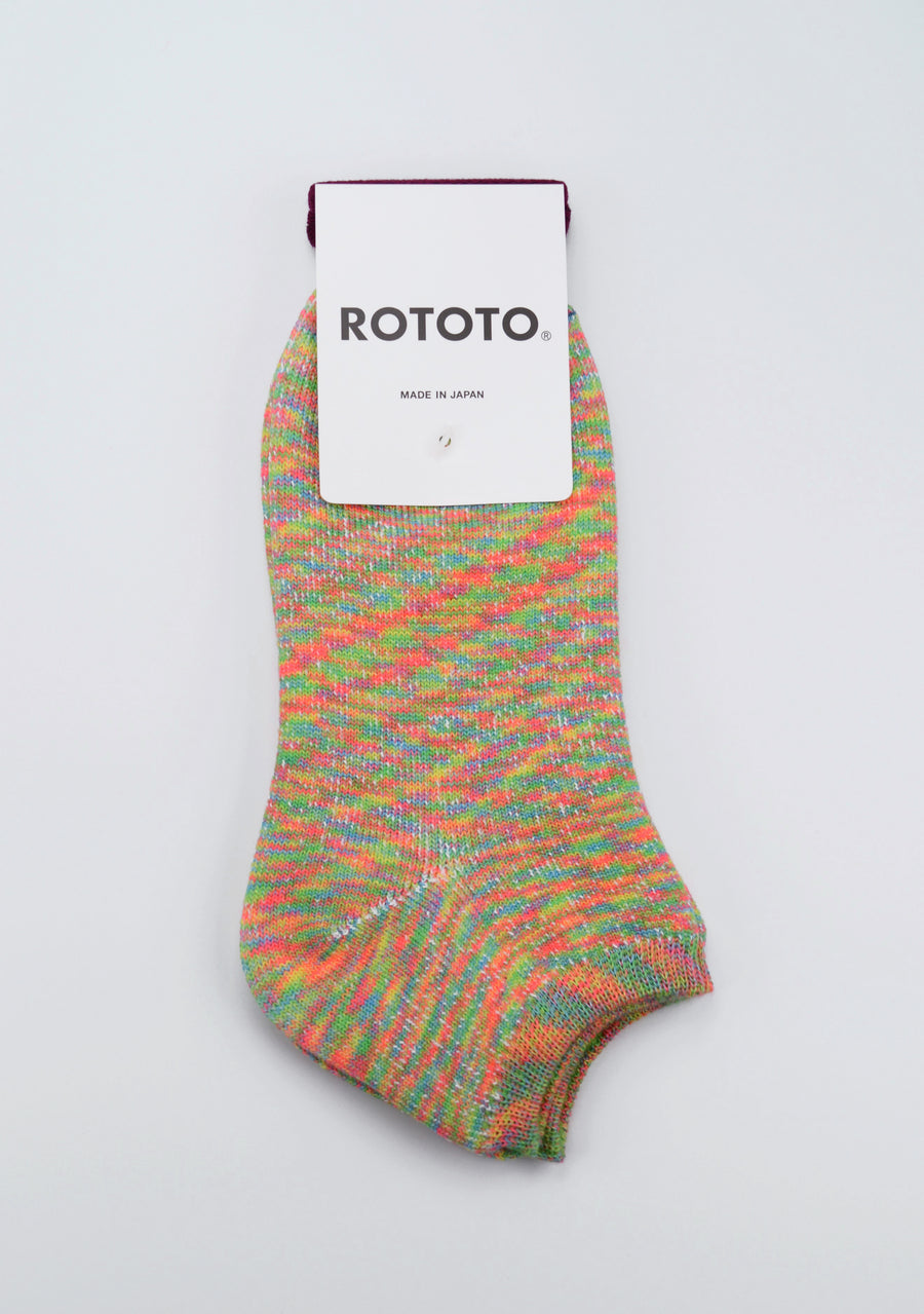 ROTOTO<p>washi pile short socks <p>prism/multi coloured