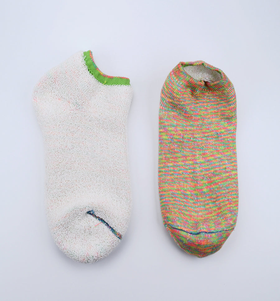 ROTOTO<p>washi pile short socks <p>prism/multi coloured