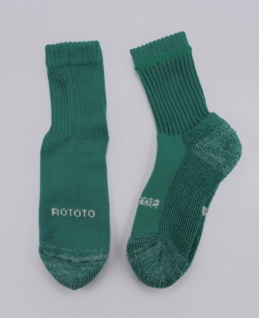 ROTOTO<p>everyday pile mini crew sock <p>green