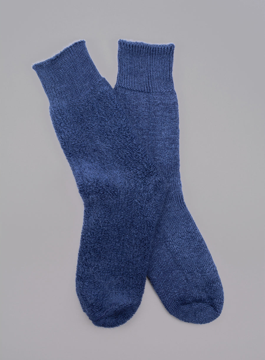 Mary Queen of Socks<p> Derbyshire walking<p> thick cosy mohair<p>blue/navy