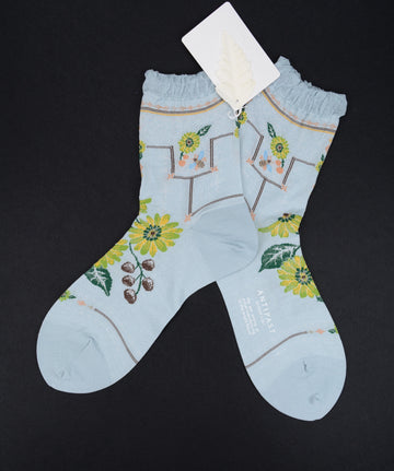 Antipast<p>gerbera<p>cotton ankle sock<p>light blue