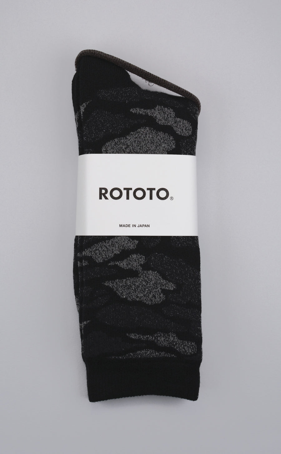 ROTOTO<p>pile camo crew socks<p>black