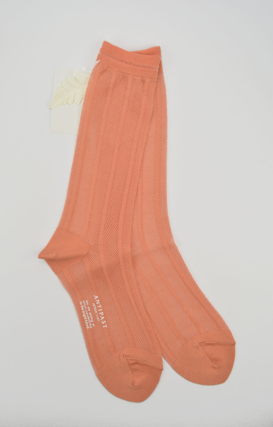 Antipast<p>mesh stripe<p>cotton crew sock<p>light orange