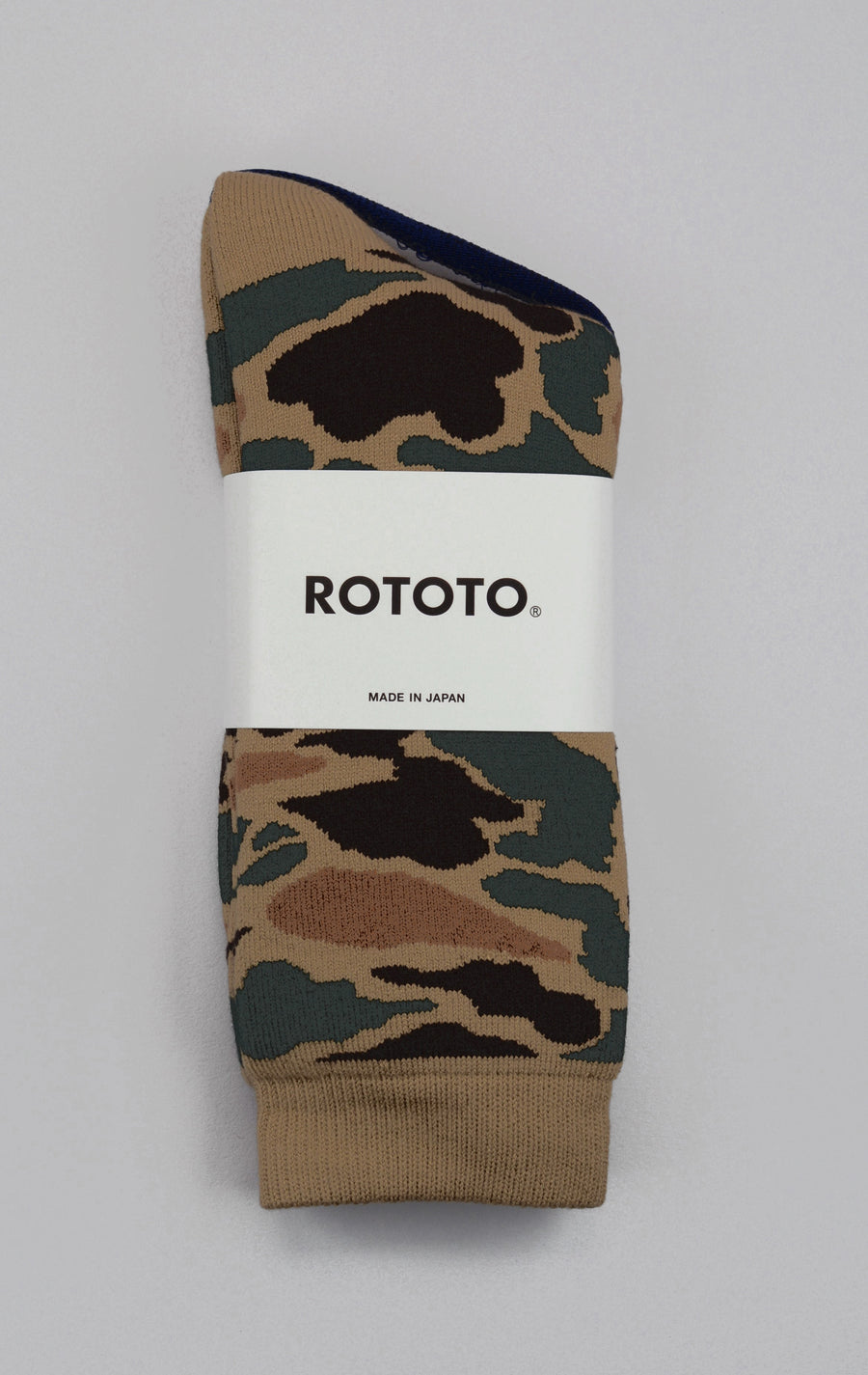 ROTOTO<p>pile camo crew socks<p>khaki