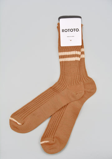 ROTOTO<p>hemp organic cotton stripe sock<p>sunset gold