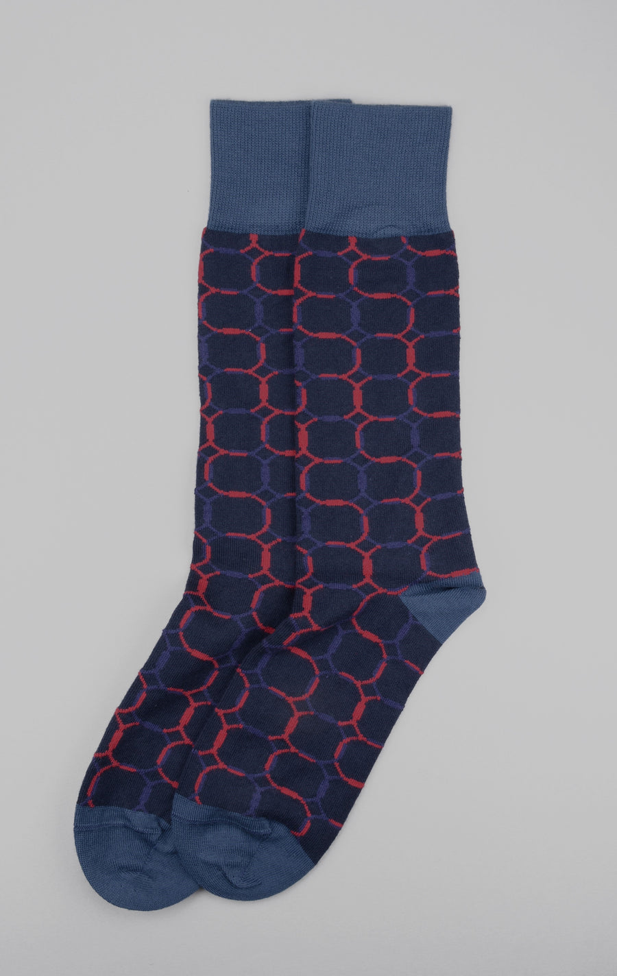 Peper Harow<p>linked<p>men's cotton crew socks<p>navy