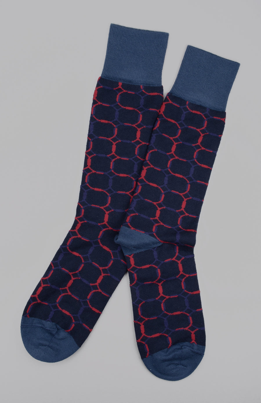 Peper Harow<p>linked<p>men's cotton crew socks<p>navy