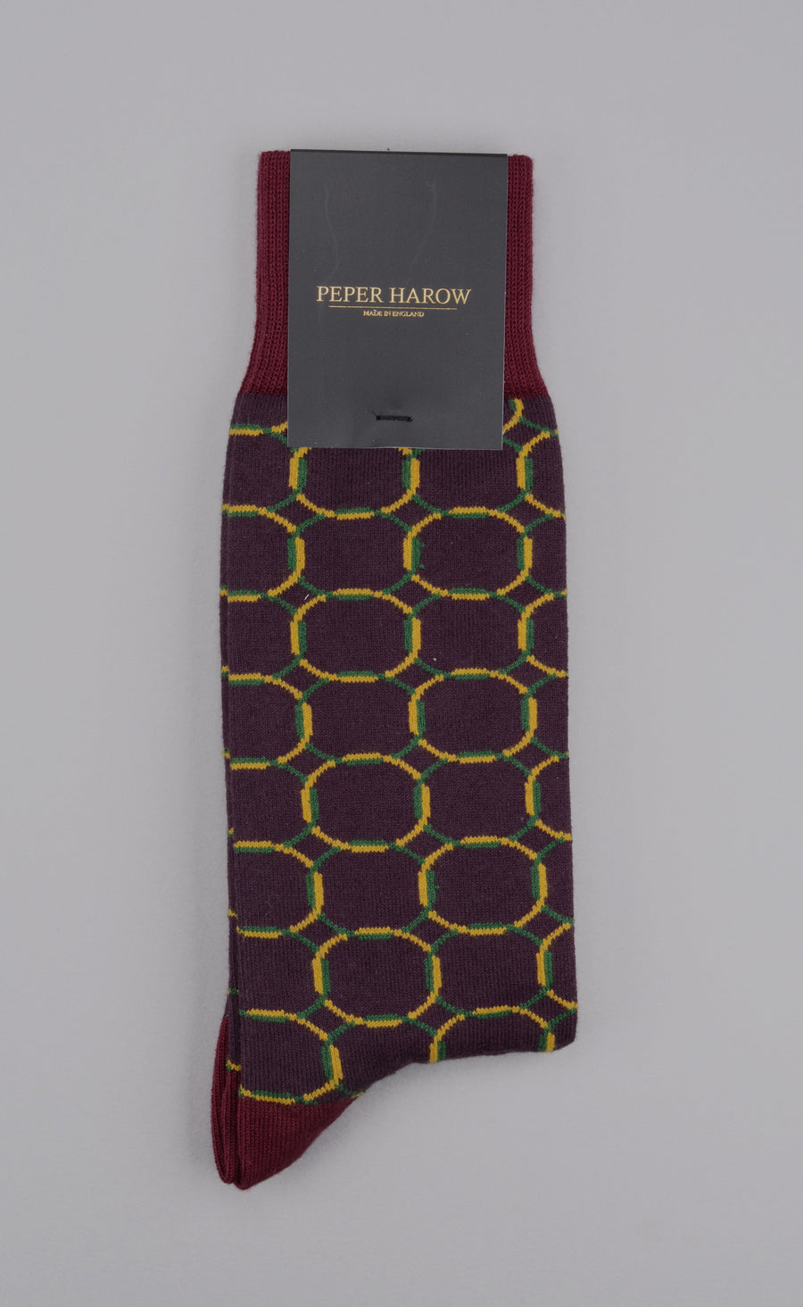 Peper Harow<p>linked<p>men's cotton crew socks<p>purple