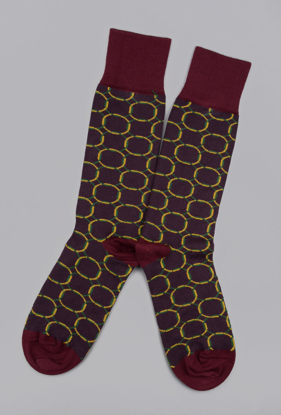 Peper Harow<p>linked<p>men's cotton crew socks<p>purple