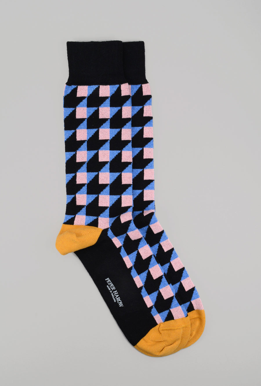 Peper Harow<p>dimensions<p>men's cotton crew socks<p>black