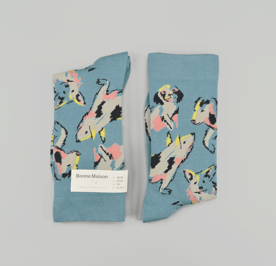 Bonne Maison<p>dogs arctique<p>crew cotton socks