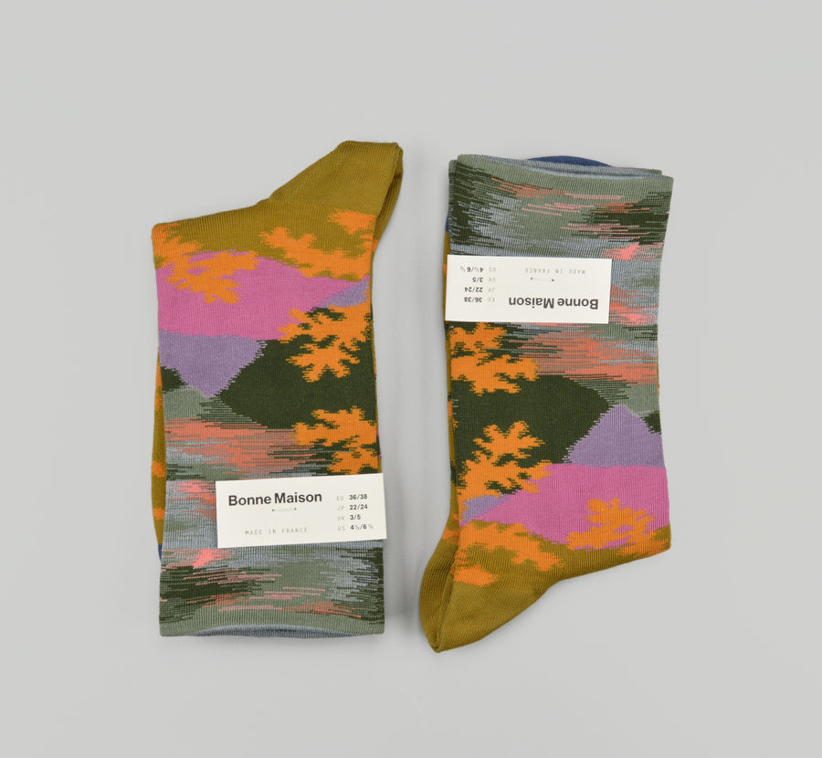 Bonne Maison<p>landscape absinthe<p>crew cotton socks