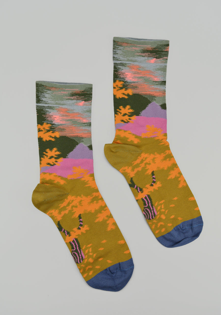 Bonne Maison<p>landscape absinthe<p>crew cotton socks