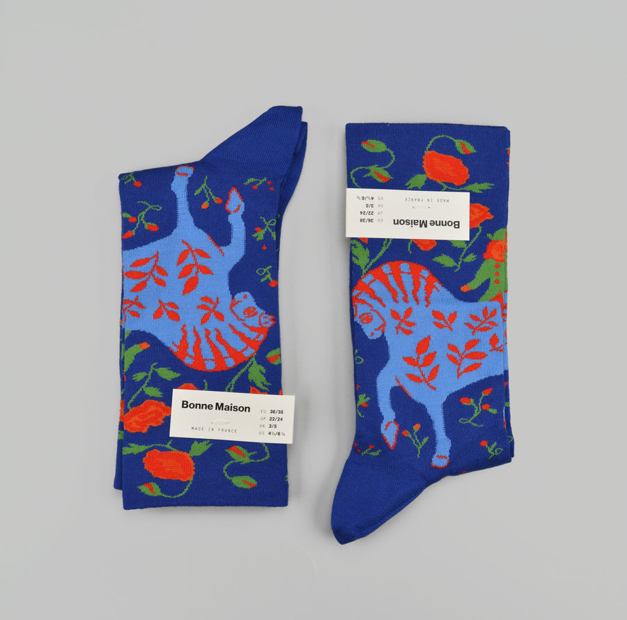 Bonne Maison<p>horse matisse<p>crew cotton socks