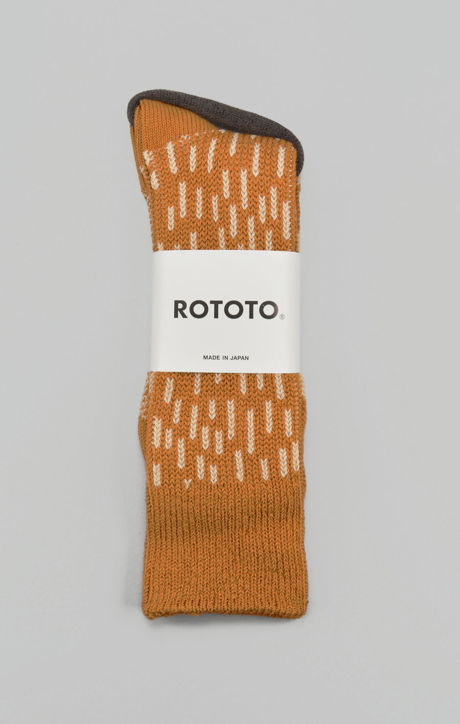 ROTOTO<p>rain drop <p>cotton crew socks<p>dark yellow/ivory