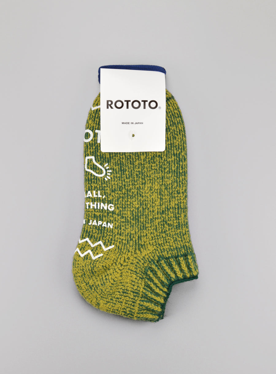 ROTOTO<p> pile slipper socks <p>wool mix<p>lime/dark green