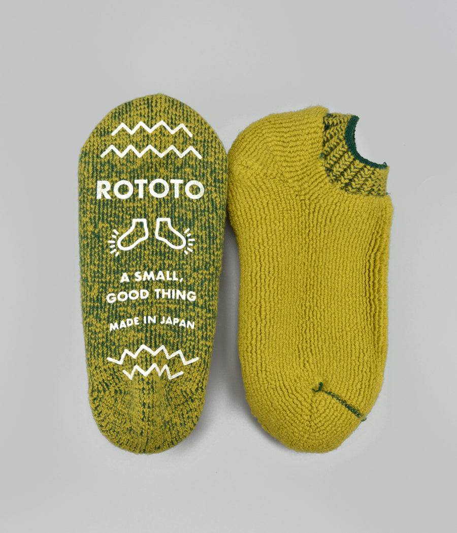 ROTOTO<p> pile slipper socks <p>wool mix<p>lime/dark green