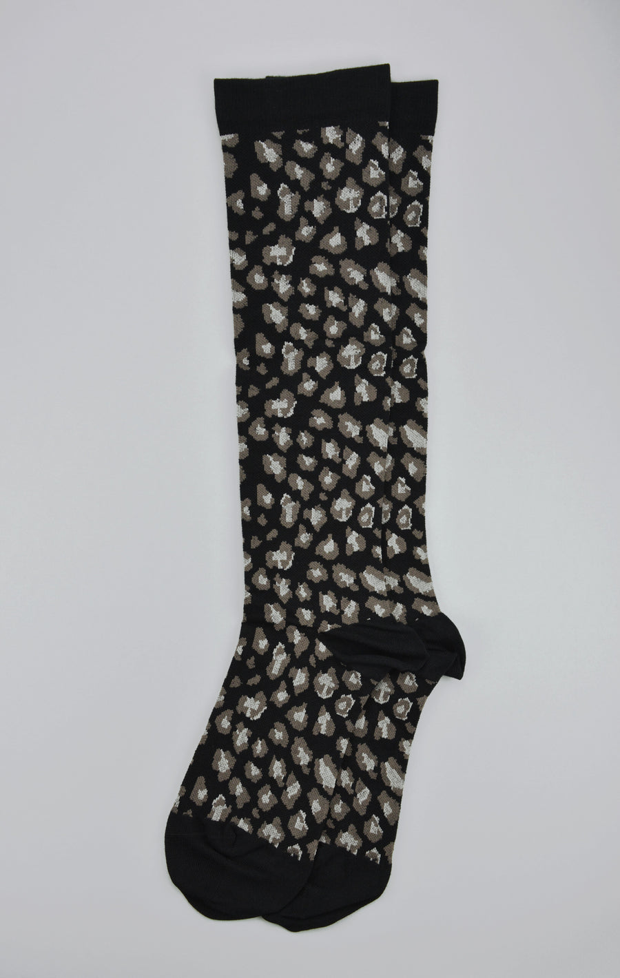 Antipast<p>compression leopard<p>knee high cotton sock<p>black