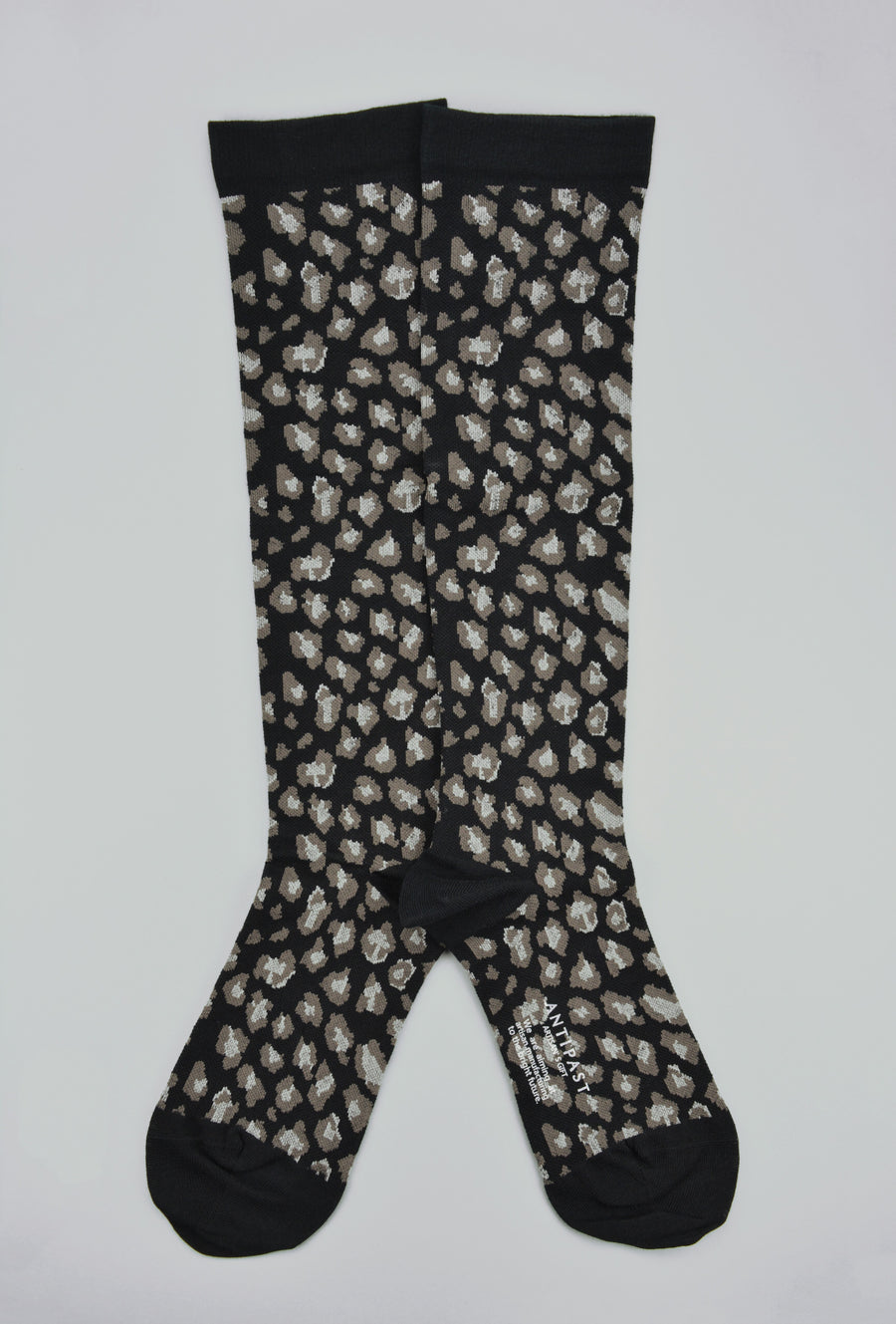 Antipast<p>compression leopard<p>knee high cotton sock<p>black