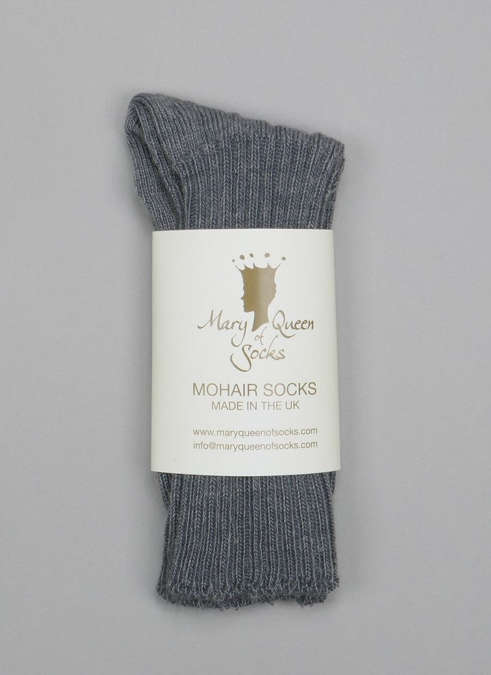 Mary Queen of Socks<p>Sussex loose top<p>mohair crew socks<p>grey