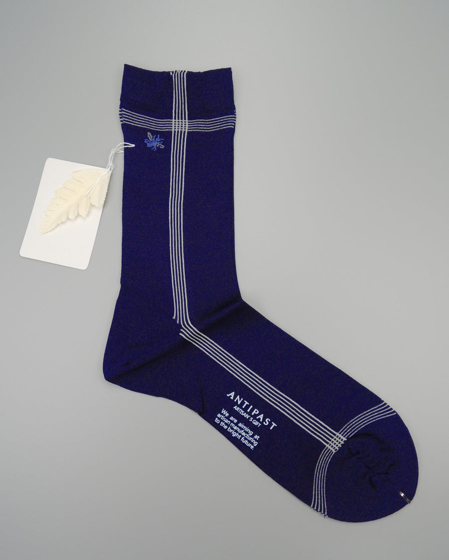 Antipastside line silksilk crew socks navy Mary Queen of Socks