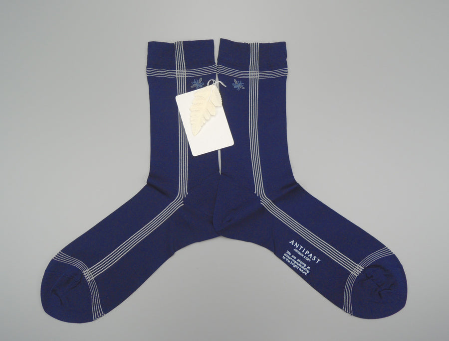 Antipastside line silksilk crew socks navy Mary Queen of Socks