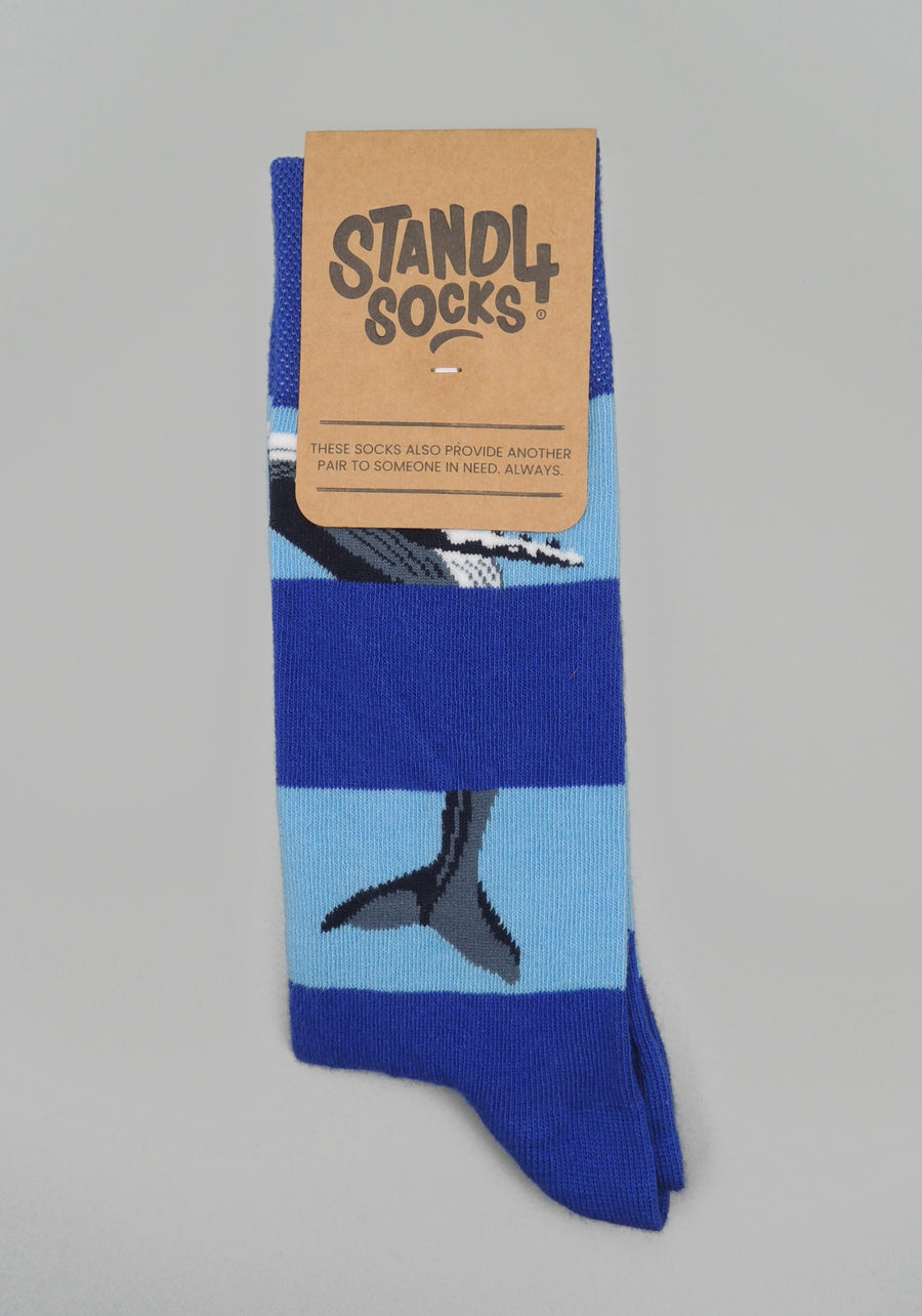 Stand4 Socks<p>cotton crew sock<p>whale stripe