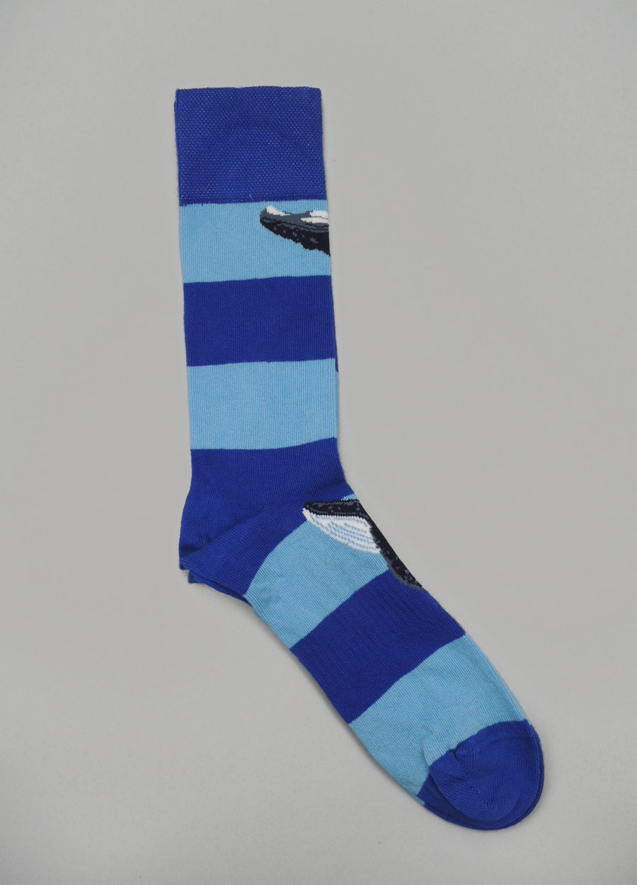 Stand4 Socks<p>cotton crew sock<p>whale stripe